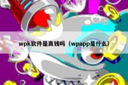 wpk软件是真钱吗（wpapp是什么）