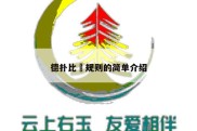 德扑比賽规则的简单介绍
