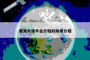 泰安升级平台介绍的简单介绍