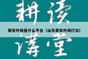 泰安升级是什么平台（山东泰安升级打法）
