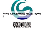 wpk输了几十万果断报警（网上输了几十万）