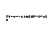 关于wepoker台子有透视软件挂吗的信息