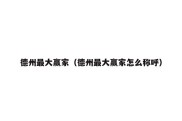 德州最大赢家（德州最大赢家怎么称呼）