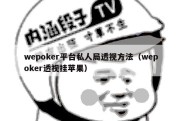 wepoker平台私人局透视方法（wepoker透视挂苹果）